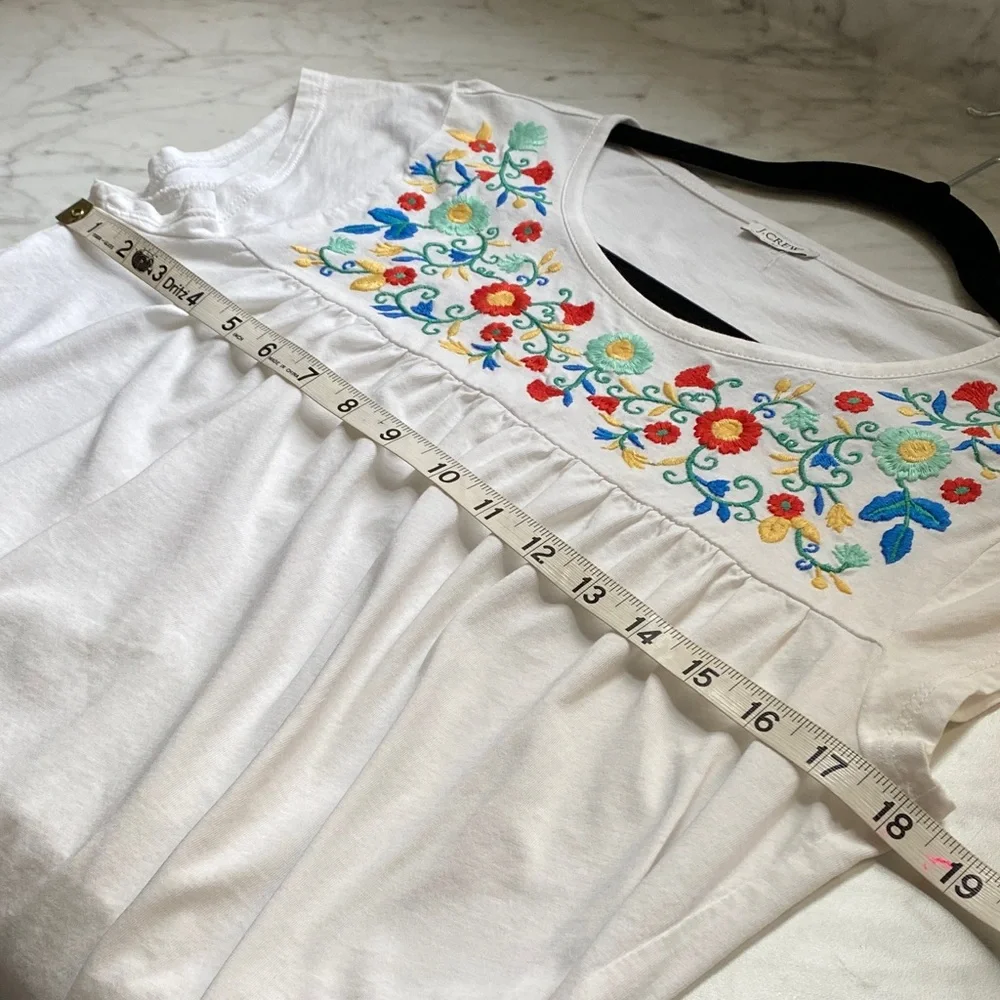 J.Crew Embroidered Boho Babydoll Peasant soft cotton smock type top size S/M